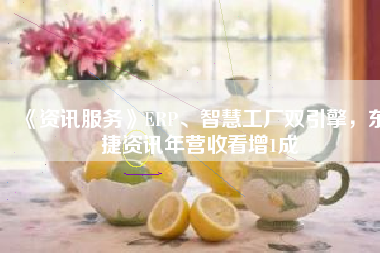 《資訊服務(wù)》ERP、智慧工廠雙引擎，東捷資訊年?duì)I收看增1成