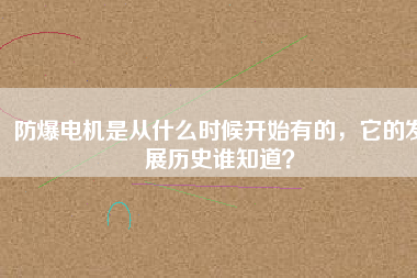 防爆電機是從什么時候開始有的，它的發(fā)展歷史誰知道？